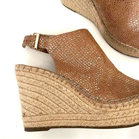 Kenneth Cole Wedges Odette Platform Espadrille beige gold metallic Size 9.5 - Picture 2 of 10